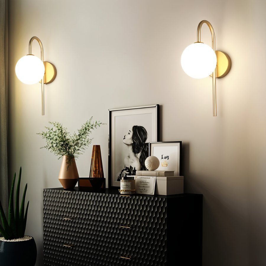 Nidia Wall Lamp Modern Luxury Wall Light Gold Black Finish | Metal Glass Design | G9 LED Replaceable Bulb | Indoor Accent Lighting