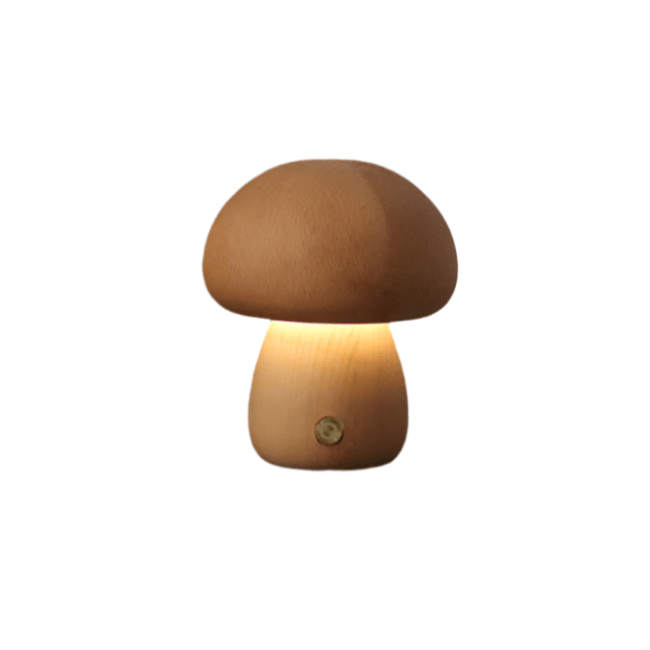Rechargeable Wooden Mushroom Table Lamp