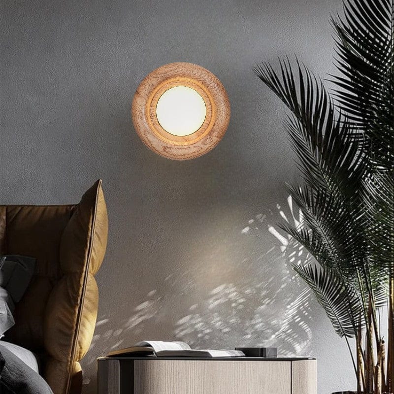 Orbitus Wall Lamp Modern Wooden LED Wall Light | Acrylic Shade | Integrated LED | Minimalist Indoor Lighting Fixture