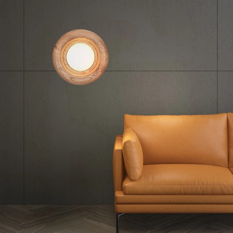 Orbitus Wall Lamp Modern Wooden LED Wall Light | Acrylic Shade | Integrated LED | Minimalist Indoor Lighting Fixture