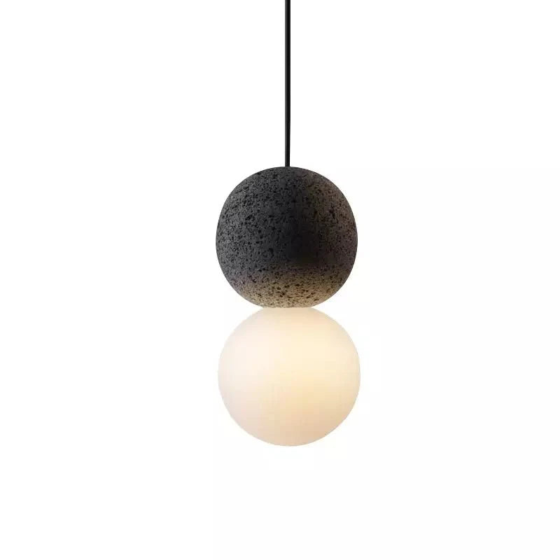 Origo Pendant Lamp Sculptural Stone Hanging Light | Cement Sandstone Glass Design | G9 LED | Minimalist Indoor Lighting