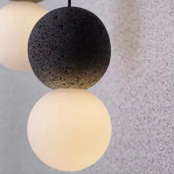Origo Pendant Lamp Sculptural Stone Hanging Light | Cement Sandstone Glass Design | G9 LED | Minimalist Indoor Lighting