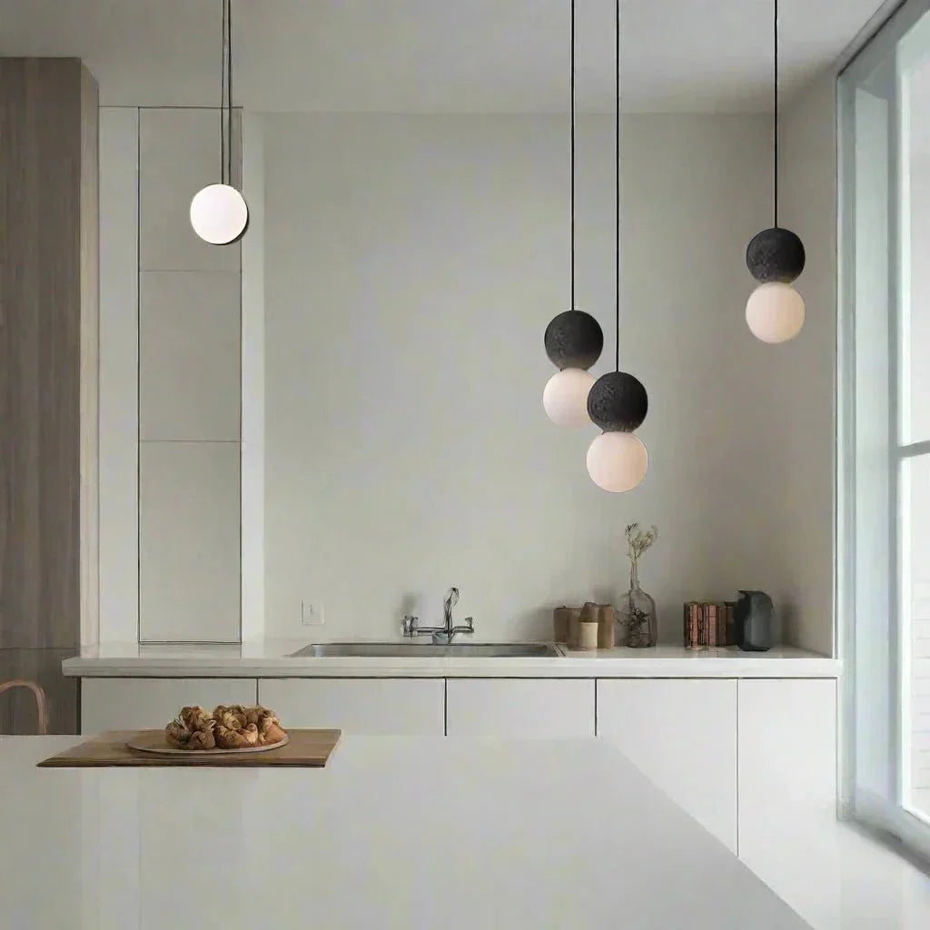 Origo Pendant Lamp Sculptural Stone Hanging Light | Cement Sandstone Glass Design | G9 LED | Minimalist Indoor Lighting