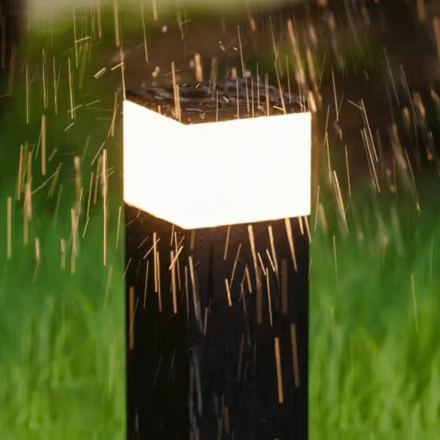 Orr Industrial LED Outdoor Lamp Rectangular Metal Solar Garden Light | IP65 Waterproof | Warm White Pathway Lighting