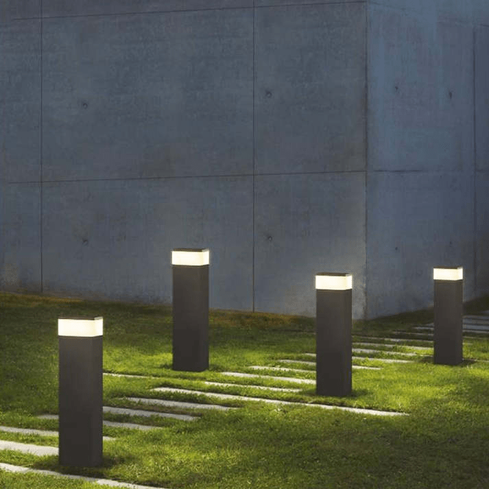 Orr Industrial LED Outdoor Lamp Rectangular Metal Solar Garden Light | IP65 Waterproof | Warm White Pathway Lighting