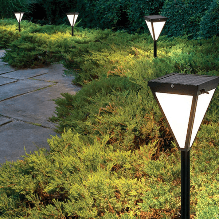 Orr Modern LED Outdoor Lamp Black Metal Acrylic Solar Garden Light | IP65 Waterproof | Warm White Pathway Lighting