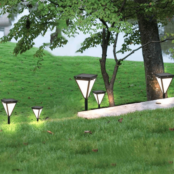 Orr Modern LED Outdoor Lamp Black Metal Acrylic Solar Garden Light | IP65 Waterproof | Warm White Pathway Lighting