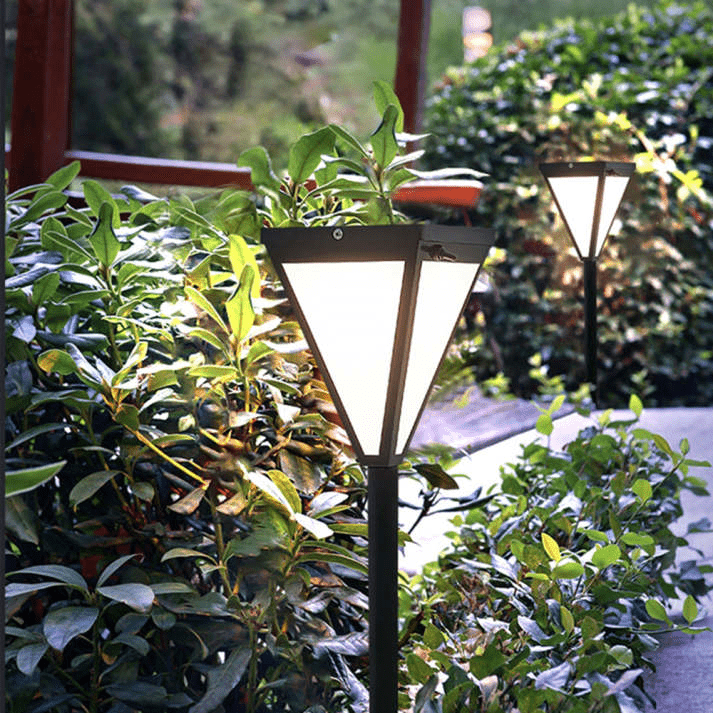 Orr Modern LED Outdoor Lamp Black Metal Acrylic Solar Garden Light | IP65 Waterproof | Warm White Pathway Lighting