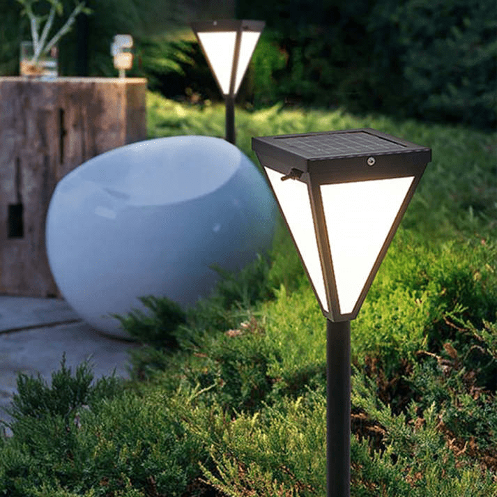 Orr Modern LED Outdoor Lamp Black Metal Acrylic Solar Garden Light | IP65 Waterproof | Warm White Pathway Lighting
