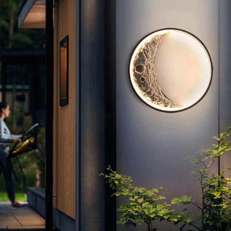 Outdoor Moonlight Wall Lamp Modern LED Garden Light | Moon Texture Design | Waterproof Metal Resin | Warm White 3000K