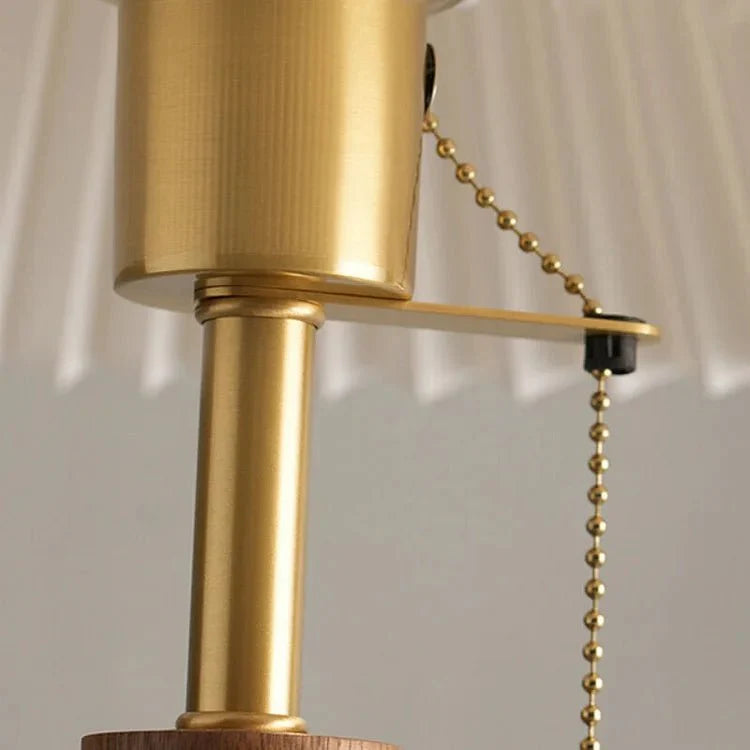 Vintage Pleated Wooden Table Lamp