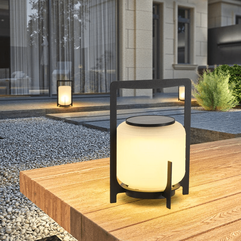 Solar Patio Lamp Outdoor LED Lighting | Stainless Steel & Glass | IP65 Waterproof | E27 Solar Garden & Terrace Light