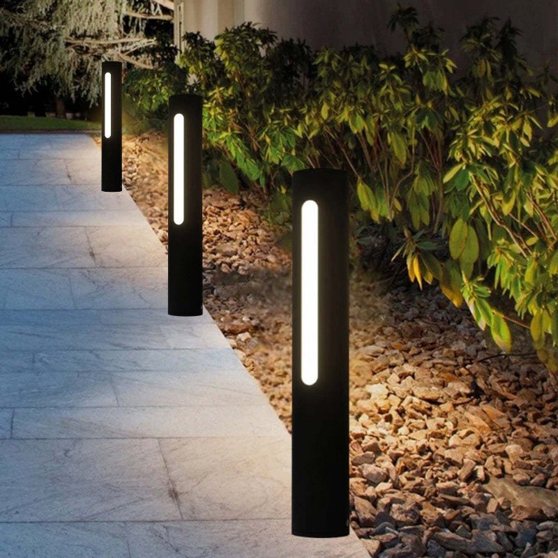 Modern Outdoor Wall Lamp LED Vertical Tube Light Black Metal Acrylic | Warm White Lighting | Weather Resistant | Entrance Facade Lighting