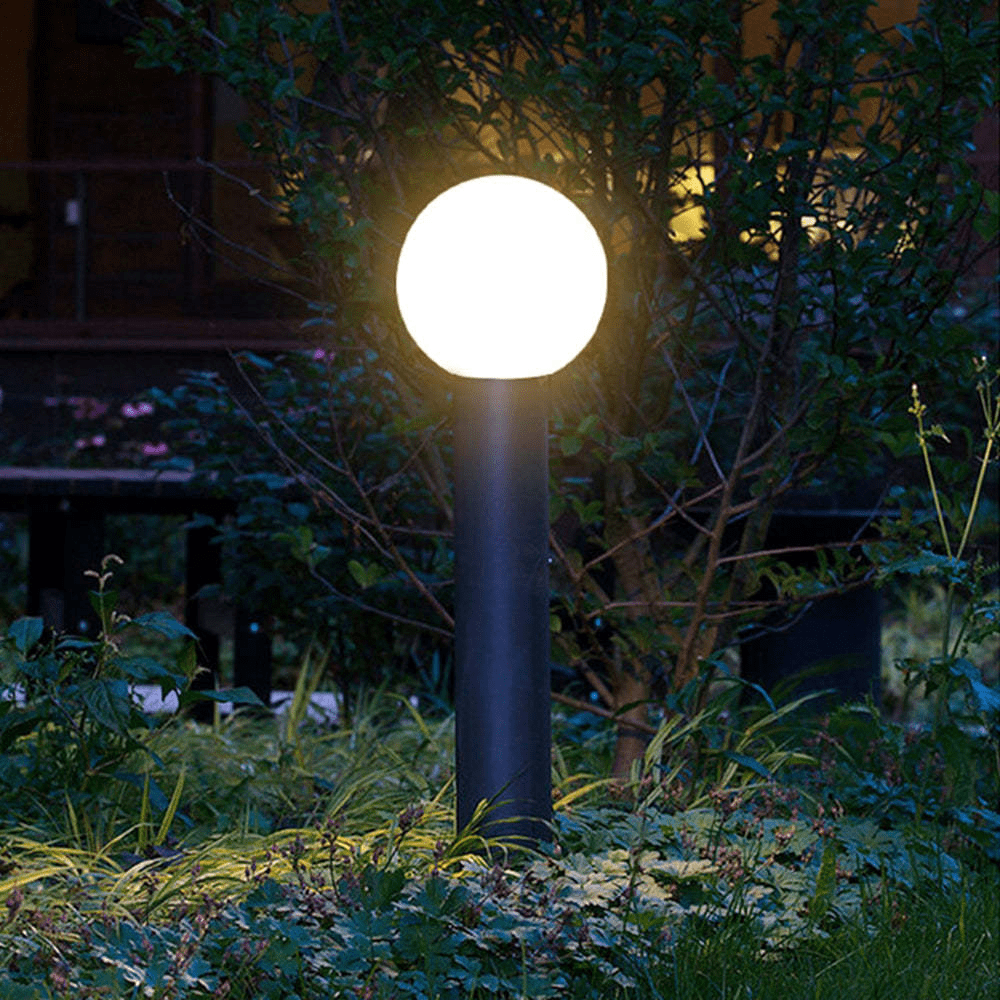 Modern Outdoor Garden Path Light LED Spherical Lamp Black Metal | Soft Diffused Lighting | Weather Resistant | Pathway Patio Landscape Lighting