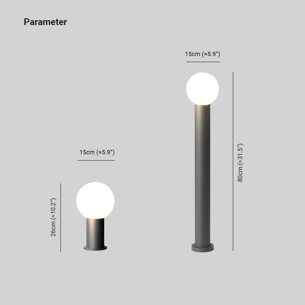 Modern Outdoor Garden Path Light LED Spherical Lamp Black Metal | Soft Diffused Lighting | Weather Resistant | Pathway Patio Landscape Lighting