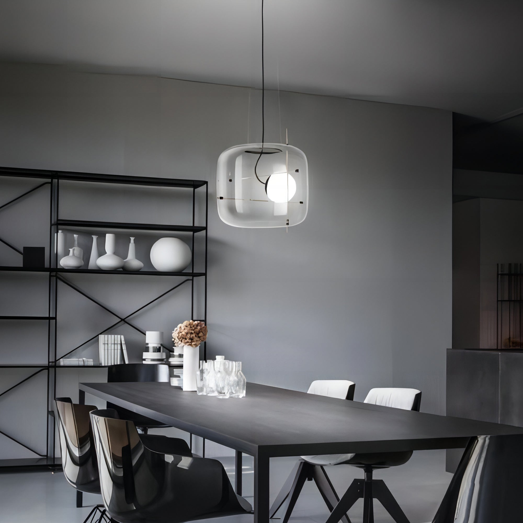 Glass Pendant Light Ventilated Shade Modern Hanging Lamp | Soft Diffused Lighting | G9 Base | Bedroom Living Room Ceiling Light