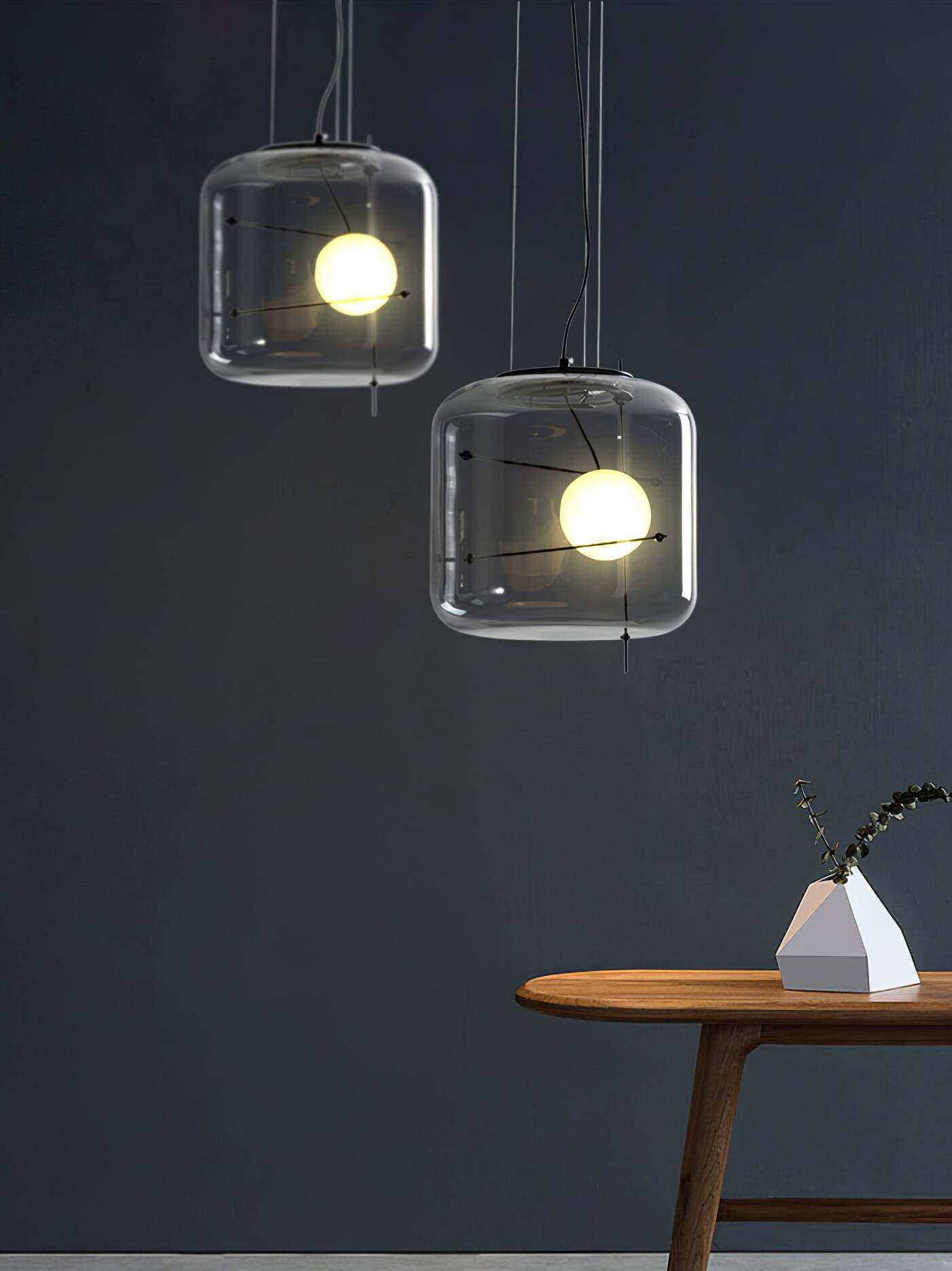 Glass Pendant Light Ventilated Shade Modern Hanging Lamp | Soft Diffused Lighting | G9 Base | Bedroom Living Room Ceiling Light
