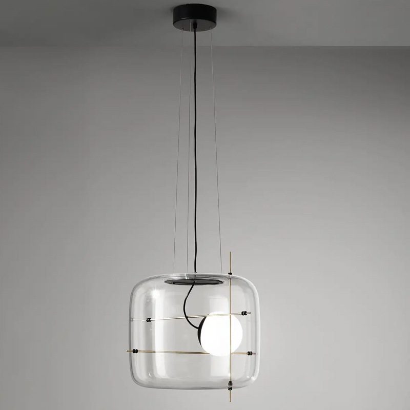 Glass Pendant Light Ventilated Shade Modern Hanging Lamp | Soft Diffused Lighting | G9 Base | Bedroom Living Room Ceiling Light