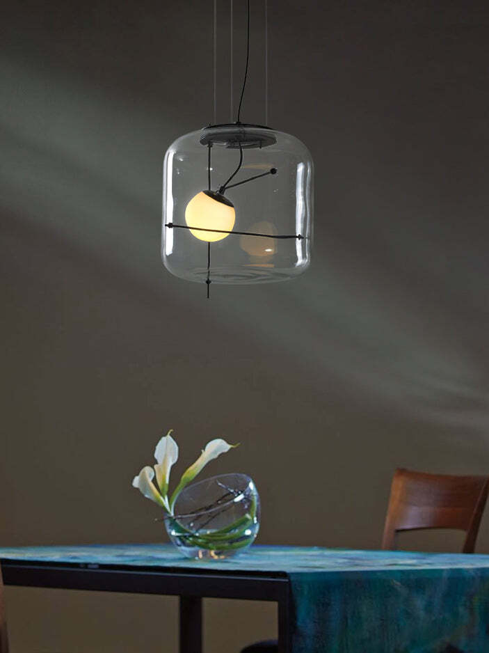Glass Pendant Light Ventilated Shade Modern Hanging Lamp | Soft Diffused Lighting | G9 Base | Bedroom Living Room Ceiling Light