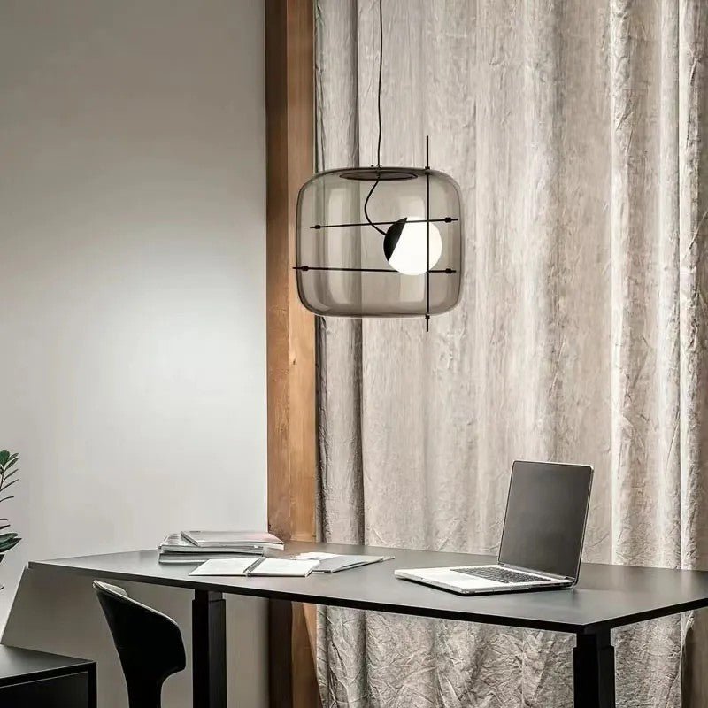 Glass Pendant Light Ventilated Shade Modern Hanging Lamp | Soft Diffused Lighting | G9 Base | Bedroom Living Room Ceiling Light