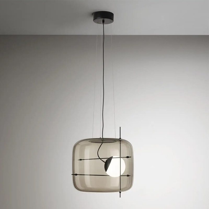 Glass Pendant Light Ventilated Shade Modern Hanging Lamp | Soft Diffused Lighting | G9 Base | Bedroom Living Room Ceiling Light