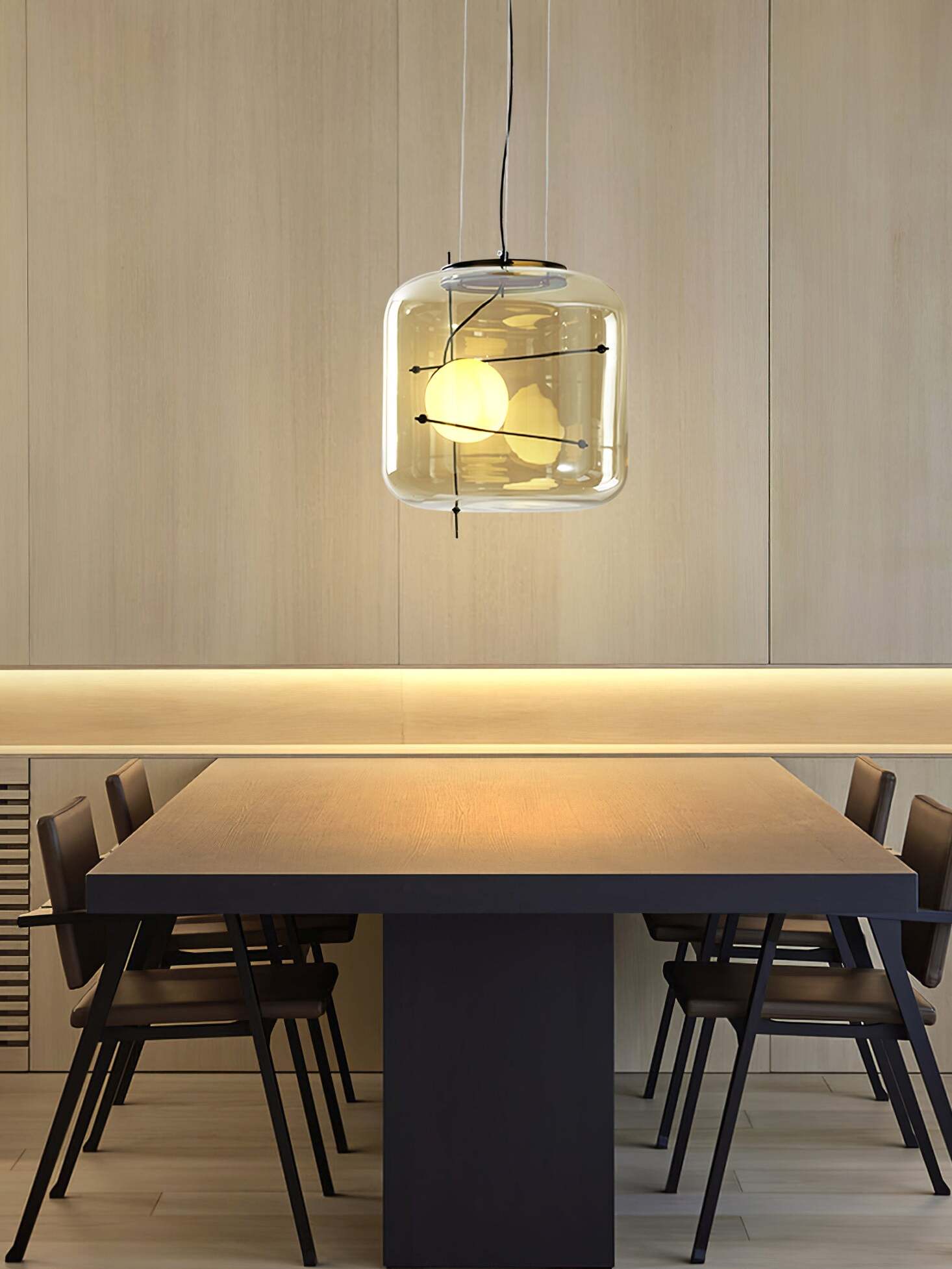 Glass Pendant Light Ventilated Shade Modern Hanging Lamp | Soft Diffused Lighting | G9 Base | Bedroom Living Room Ceiling Light