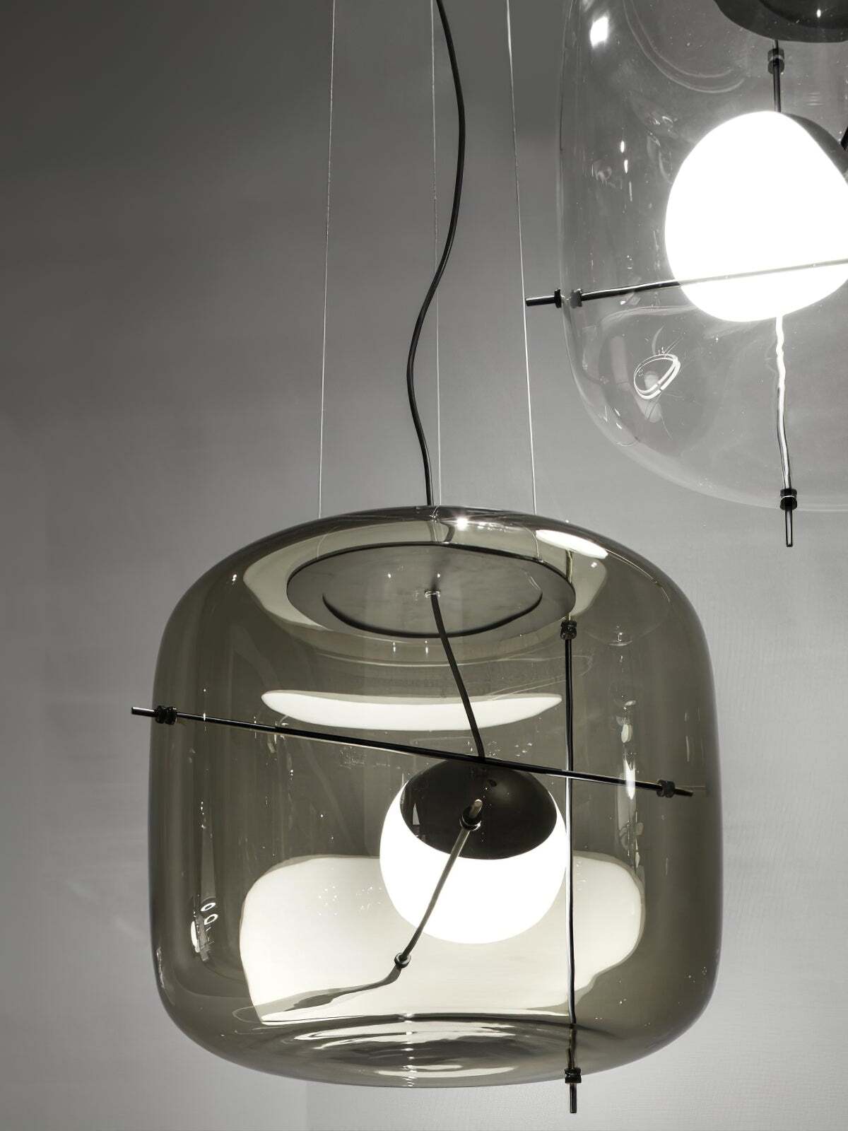 Glass Pendant Light Ventilated Shade Modern Hanging Lamp | Soft Diffused Lighting | G9 Base | Bedroom Living Room Ceiling Light