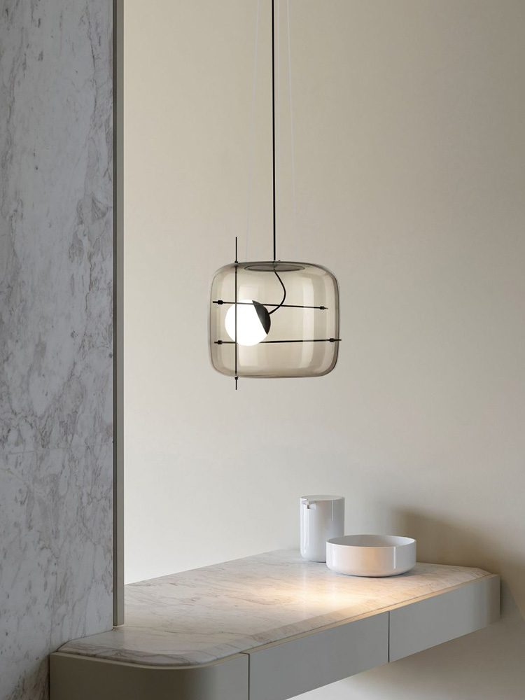 Glass Pendant Light Ventilated Shade Modern Hanging Lamp | Soft Diffused Lighting | G9 Base | Bedroom Living Room Ceiling Light
