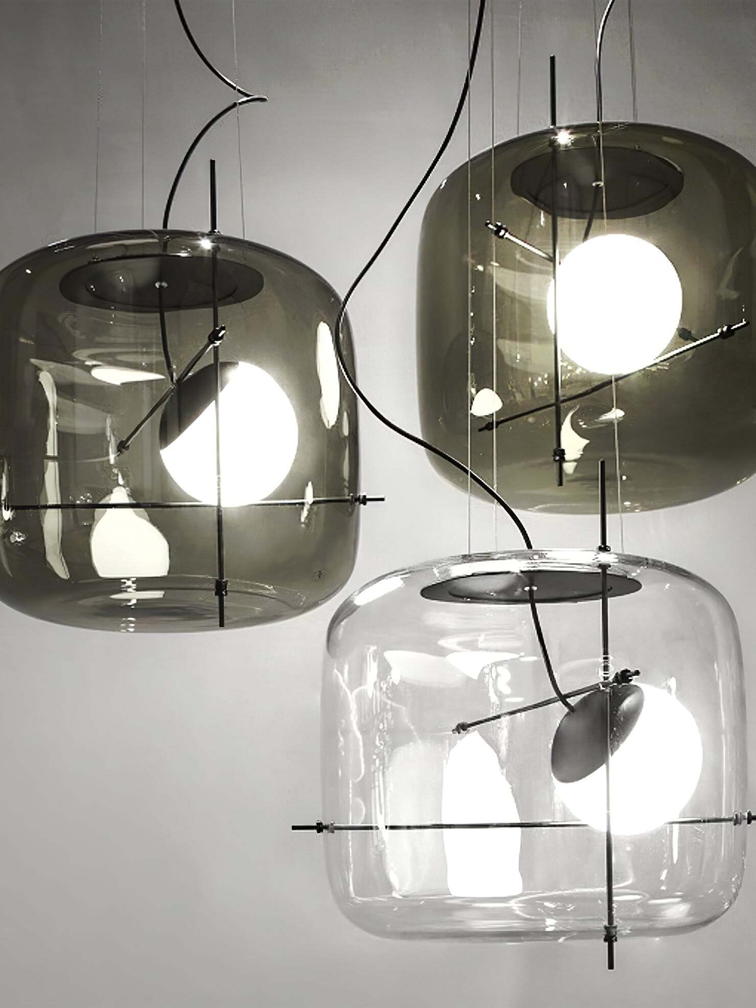 Glass Pendant Light Ventilated Shade Modern Hanging Lamp | Soft Diffused Lighting | G9 Base | Bedroom Living Room Ceiling Light