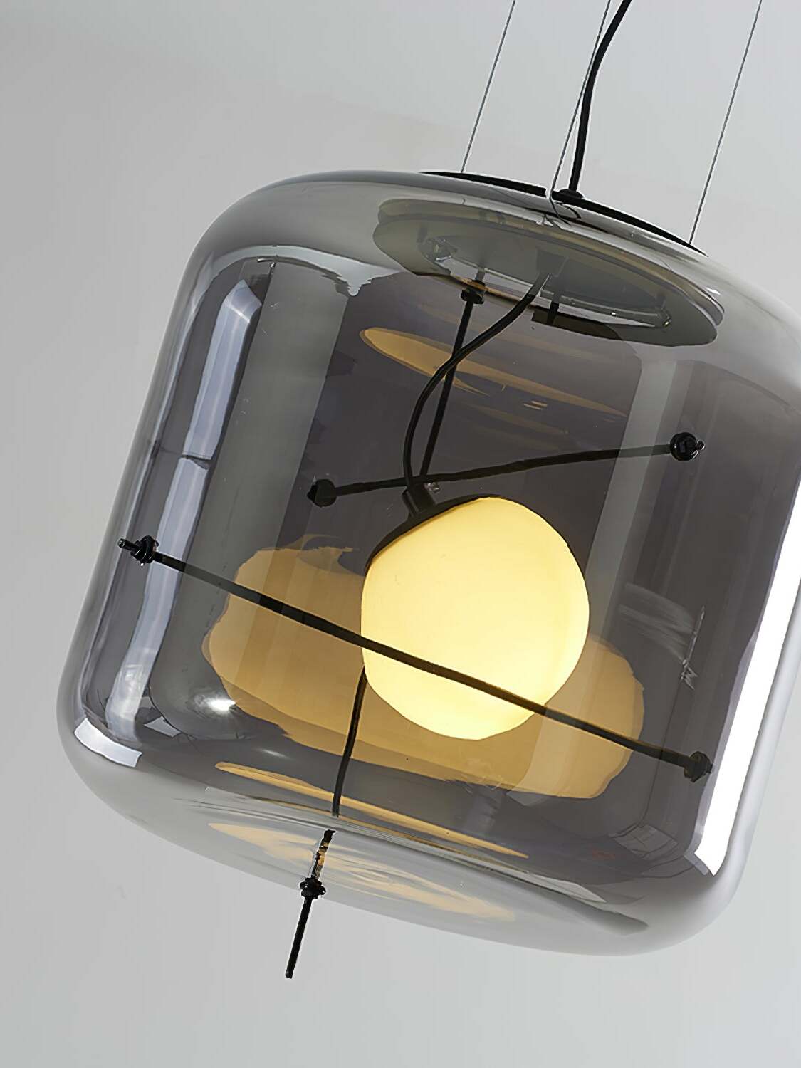 Glass Pendant Light Ventilated Shade Modern Hanging Lamp | Soft Diffused Lighting | G9 Base | Bedroom Living Room Ceiling Light