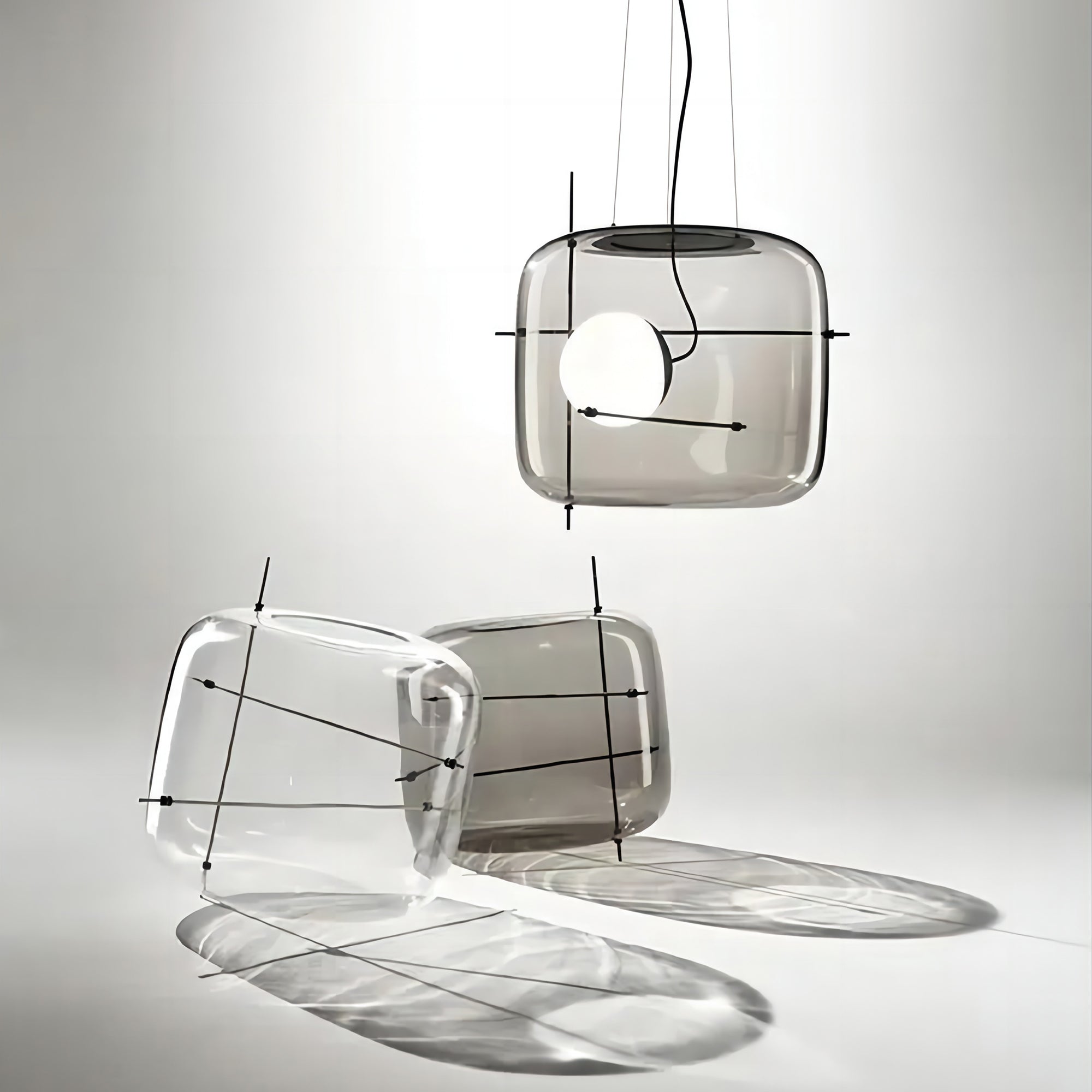 Glass Pendant Light Ventilated Shade Modern Hanging Lamp | Soft Diffused Lighting | G9 Base | Bedroom Living Room Ceiling Light