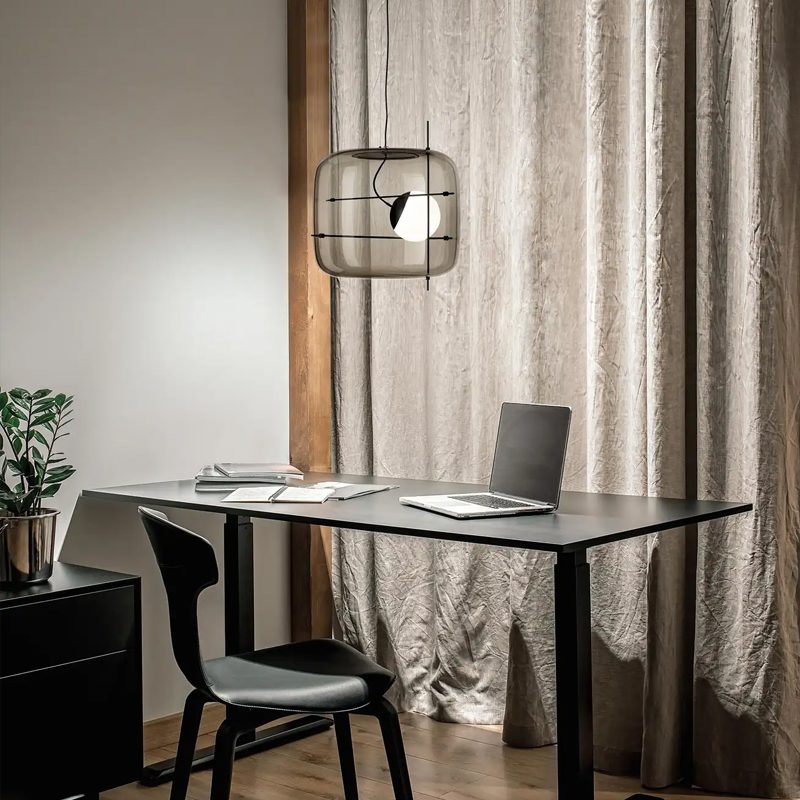 Glass Pendant Light Ventilated Shade Modern Hanging Lamp | Soft Diffused Lighting | G9 Base | Bedroom Living Room Ceiling Light