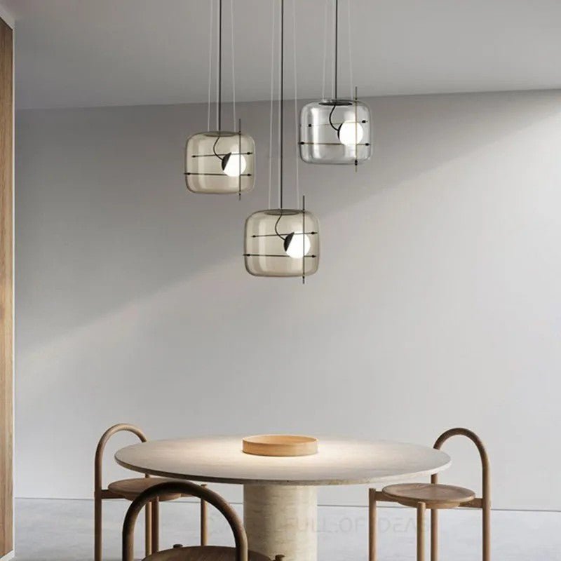 Glass Pendant Light Ventilated Shade Modern Hanging Lamp | Soft Diffused Lighting | G9 Base | Bedroom Living Room Ceiling Light
