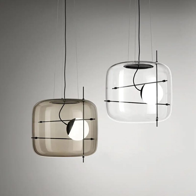 Glass Pendant Light Ventilated Shade Modern Hanging Lamp | Soft Diffused Lighting | G9 Base | Bedroom Living Room Ceiling Light