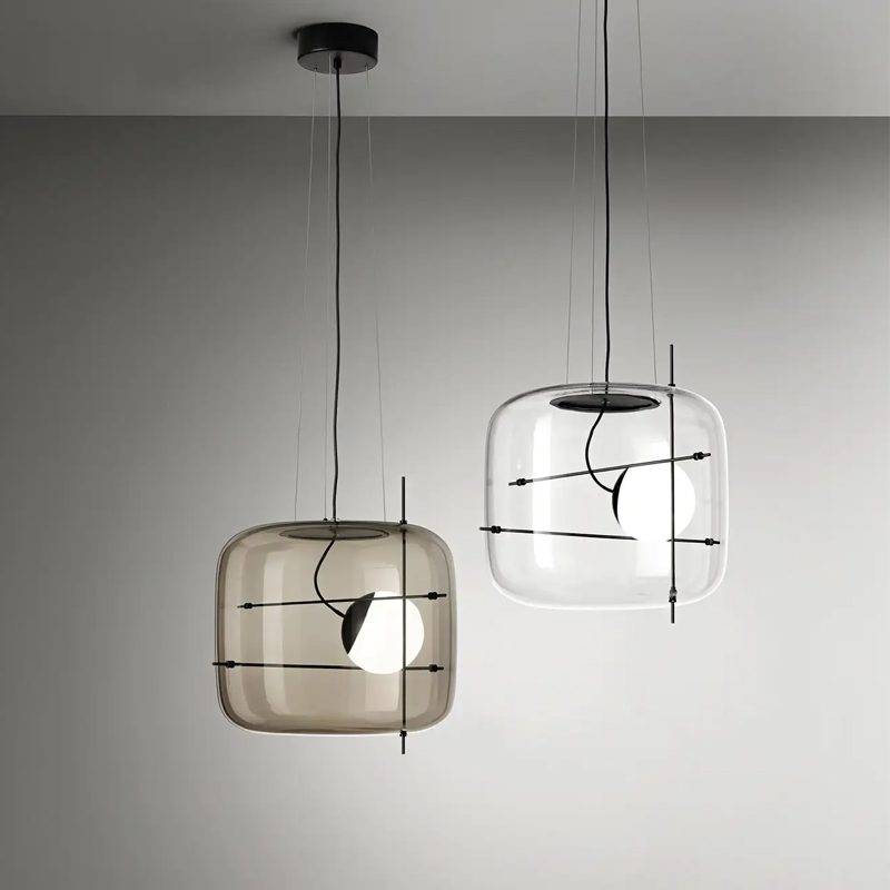 Glass Pendant Light Ventilated Shade Modern Hanging Lamp | Soft Diffused Lighting | G9 Base | Bedroom Living Room Ceiling Light