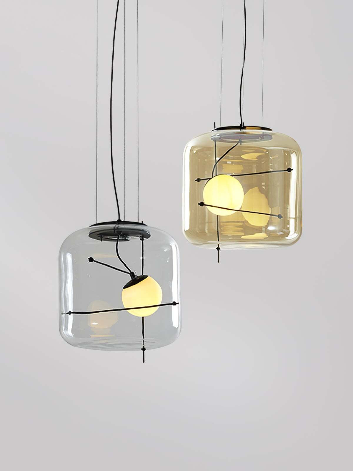 Glass Pendant Light Ventilated Shade Modern Hanging Lamp | Soft Diffused Lighting | G9 Base | Bedroom Living Room Ceiling Light