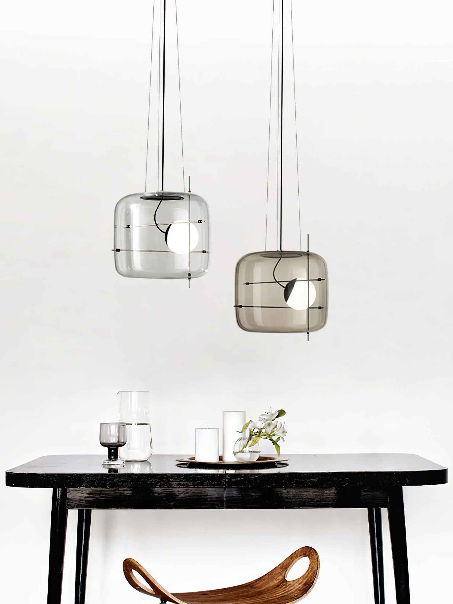 Glass Pendant Light Ventilated Shade Modern Hanging Lamp | Soft Diffused Lighting | G9 Base | Bedroom Living Room Ceiling Light