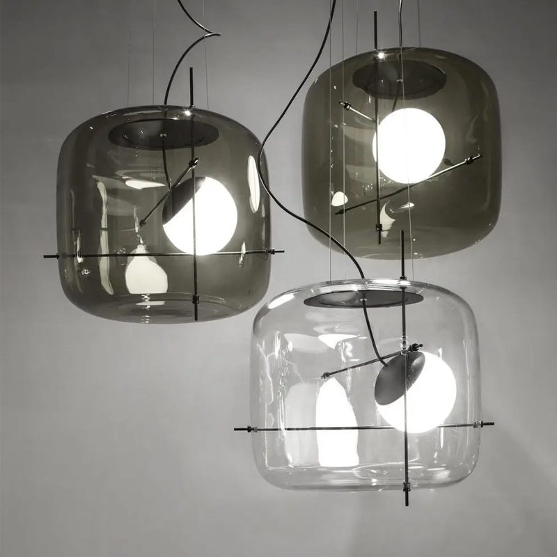 Glass Pendant Light Ventilated Shade Modern Hanging Lamp | Soft Diffused Lighting | G9 Base | Bedroom Living Room Ceiling Light