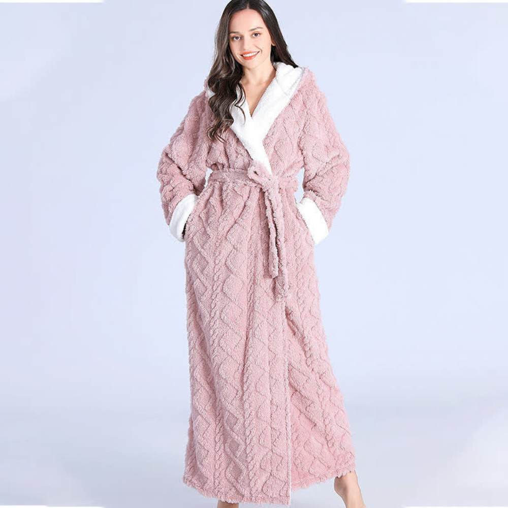 Plush Bathrobe for Men & Women | Hooded Robe | Wohlina
