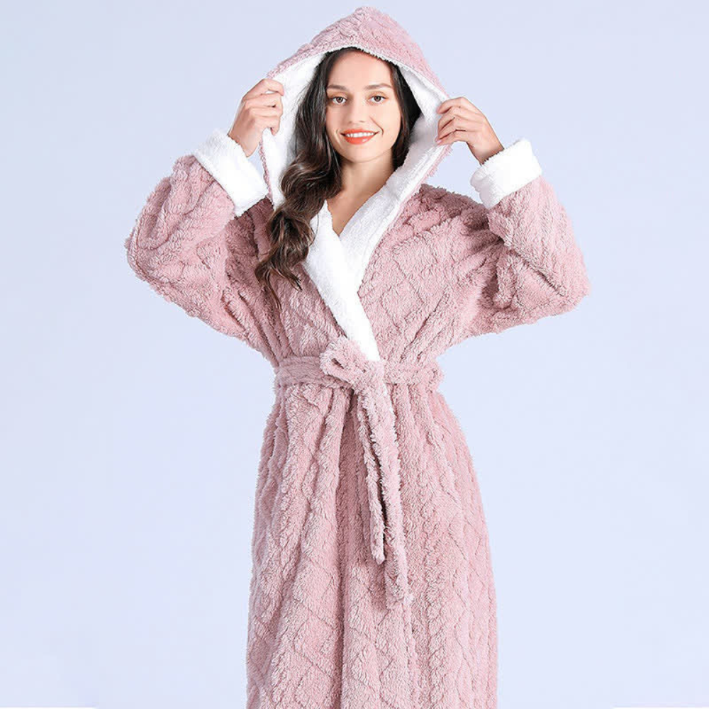 Plush Bathrobe for Men & Women | Hooded Robe | Wohlina