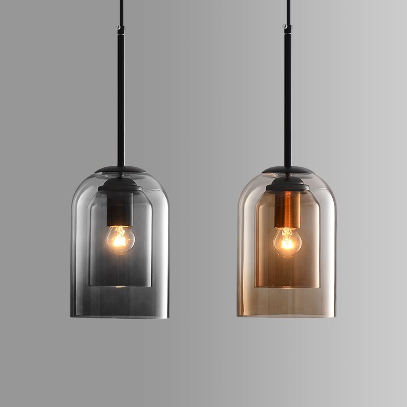 Mica Mid-Century Hanging Lamps with Double Glass