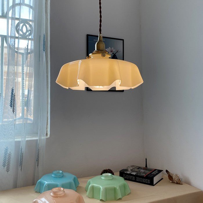 Retro Glass Flower Pendant Lamp