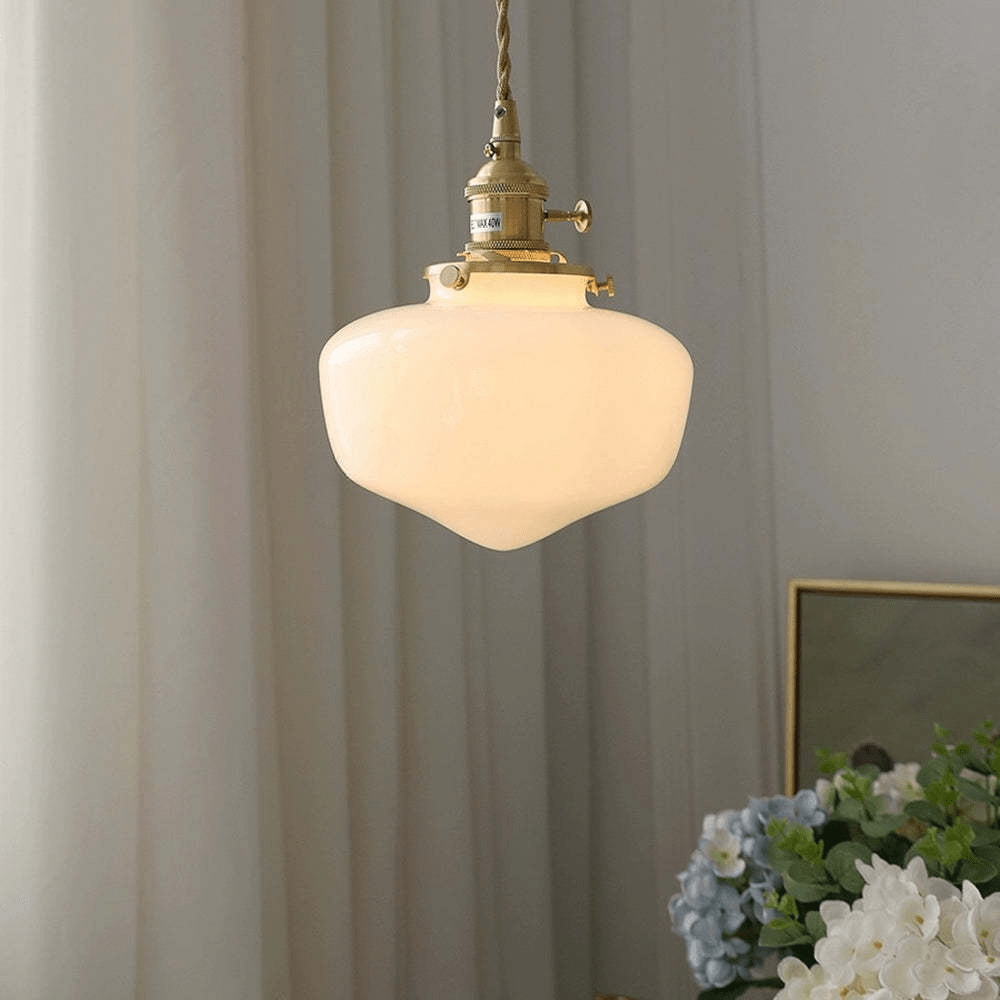 Retro Brass Lantern Pendant Light Glass Ceiling Lamp | Vintage Hanging Fixture | E26 E27 Compatible | Warm Indoor Lighting