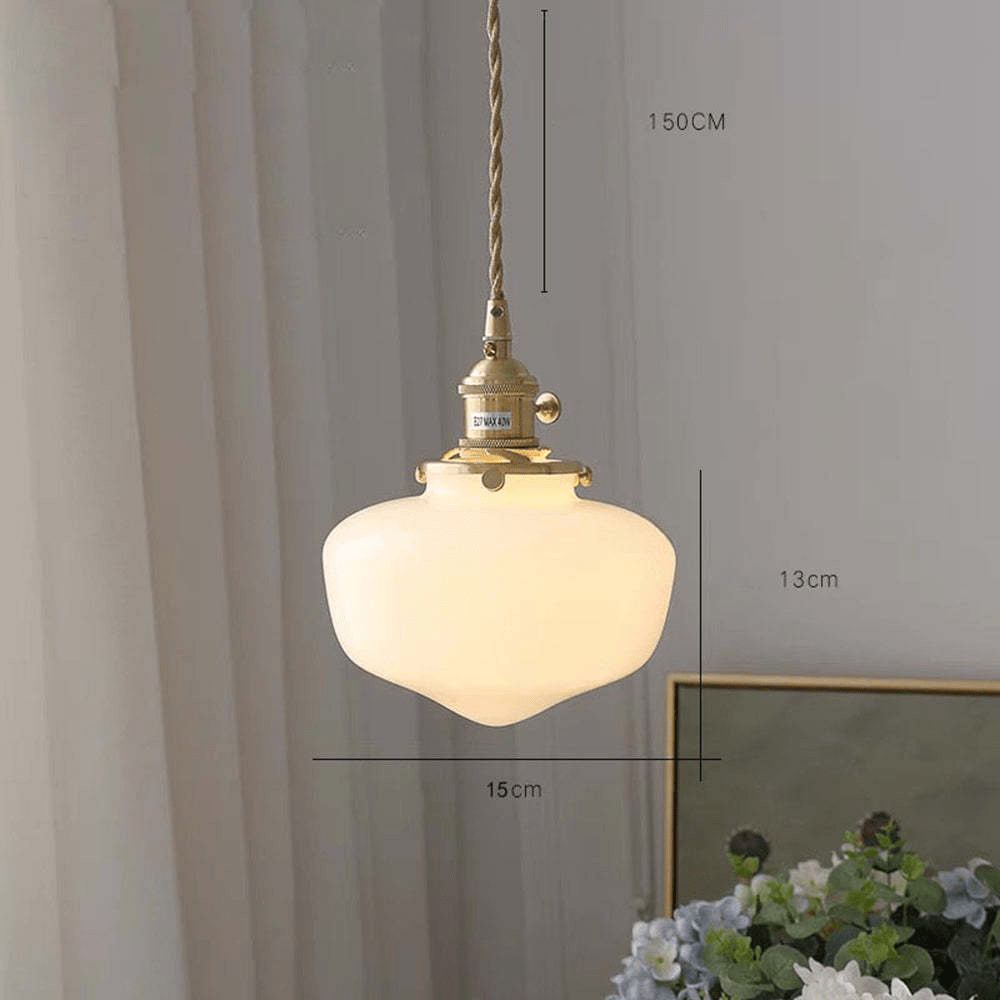 Retro Brass Lantern Pendant Light Glass Ceiling Lamp | Vintage Hanging Fixture | E26 E27 Compatible | Warm Indoor Lighting