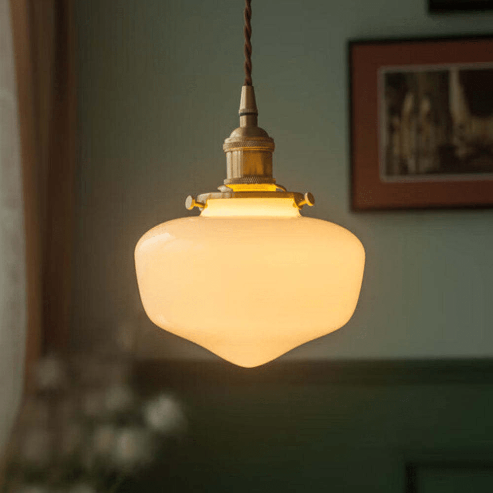 Retro Brass Lantern Pendant Light Glass Ceiling Lamp | Vintage Hanging Fixture | E26 E27 Compatible | Warm Indoor Lighting