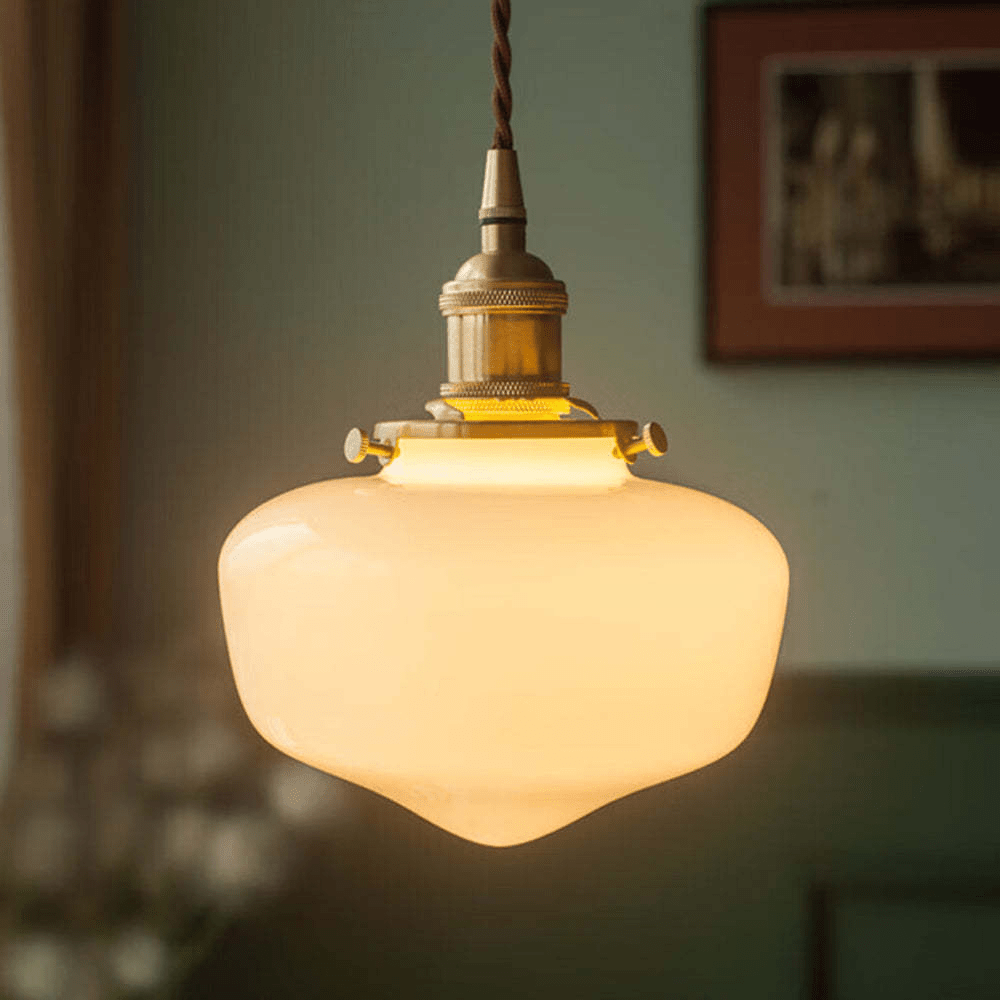 Retro Brass Lantern Pendant Light Glass Ceiling Lamp | Vintage Hanging Fixture | E26 E27 Compatible | Warm Indoor Lighting