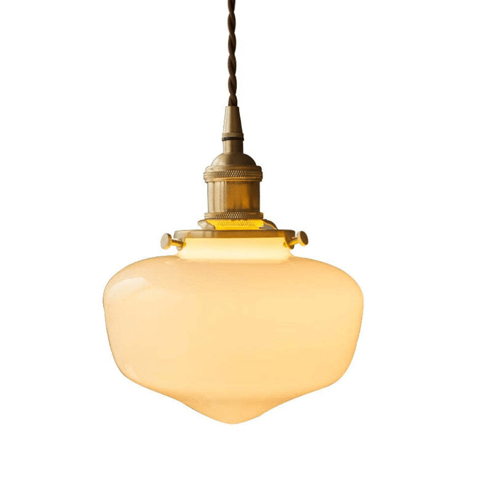 Retro Brass Lantern Pendant Light Glass Ceiling Lamp | Vintage Hanging Fixture | E26 E27 Compatible | Warm Indoor Lighting