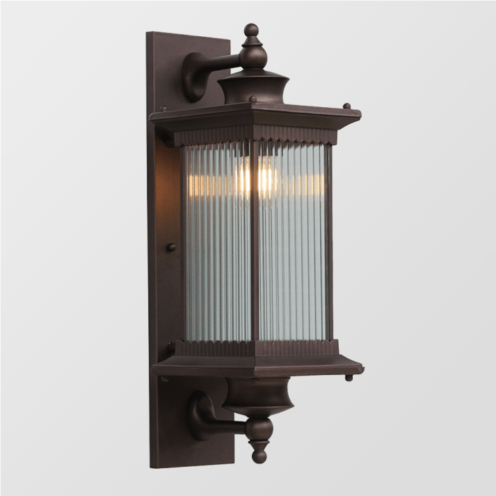 Retro Rectangular Outdoor Wall Lamp Vintage Lantern Sconce | E27 Aluminum Glass Coffee Finish | Porch Garden Wall Lighting