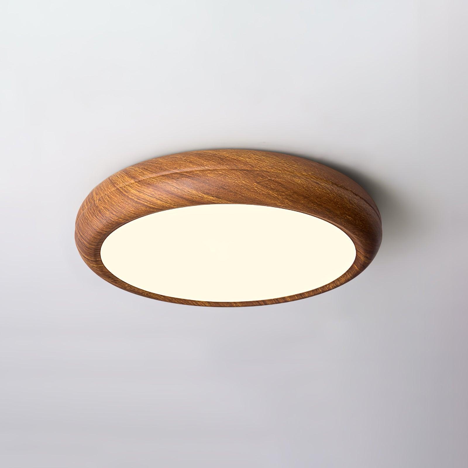 Round Ceiling Lamp with Wood Grain