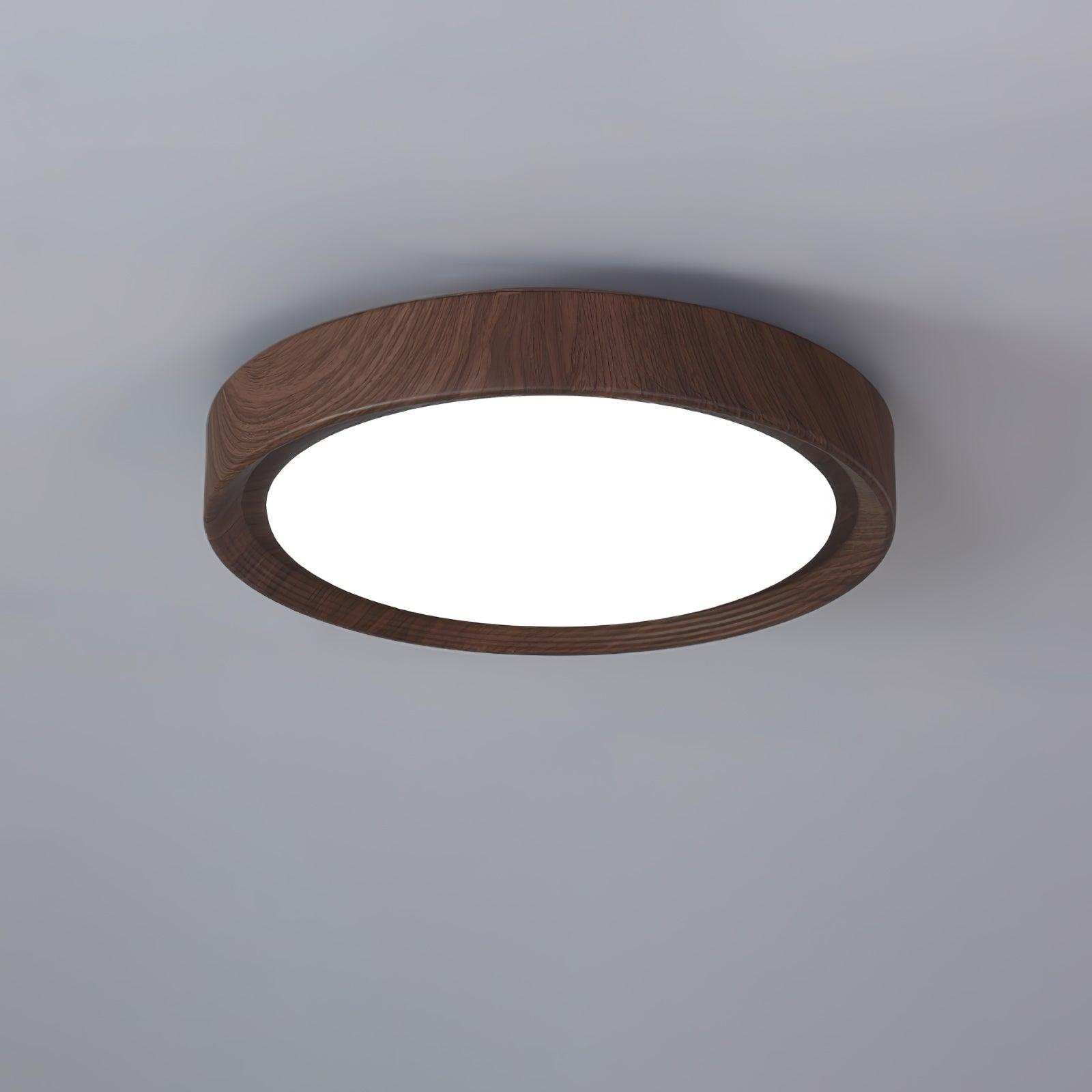 Round Ceiling Lamp with Wood Grain